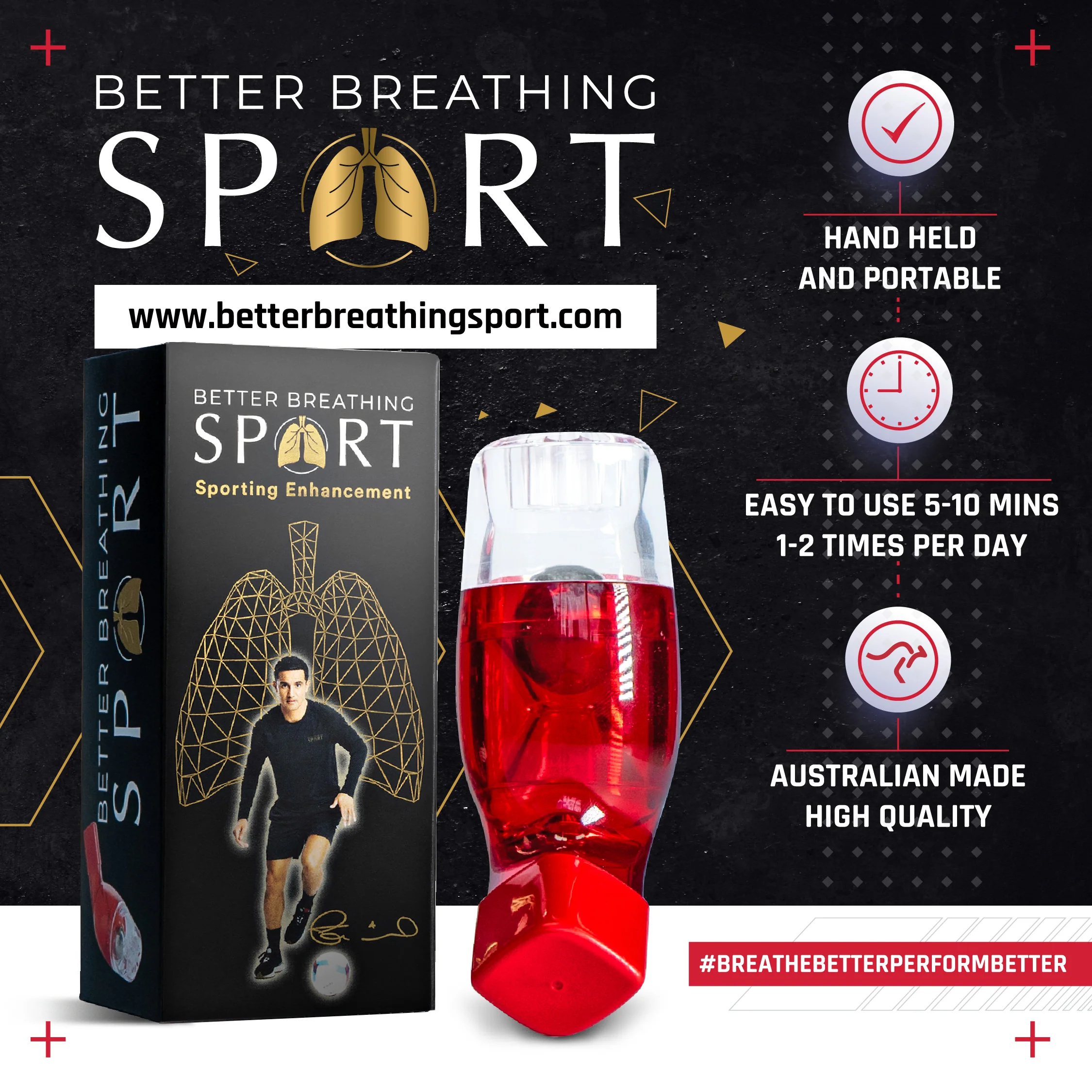 AirPhysio Better Breathing Sport (Red) - Image 4