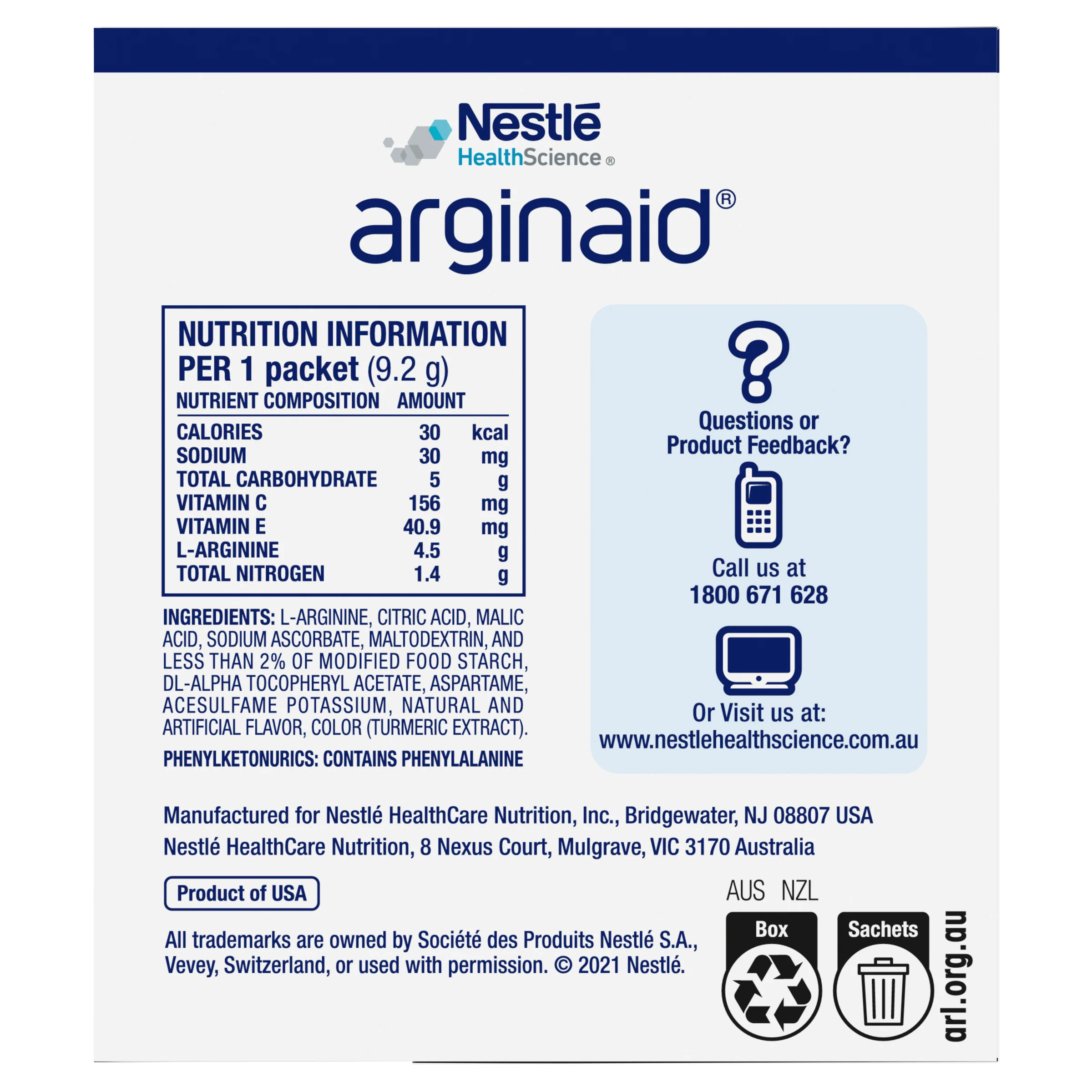 ARGINAID Sachet (Lemon) 9.2g - 14 Pack - Image 4