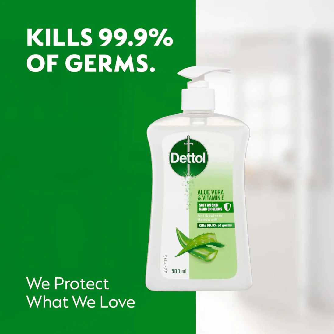 Dettol Antibacterial Hand Wash Aloe Vera & Vitamin E - 500mL - Image 3