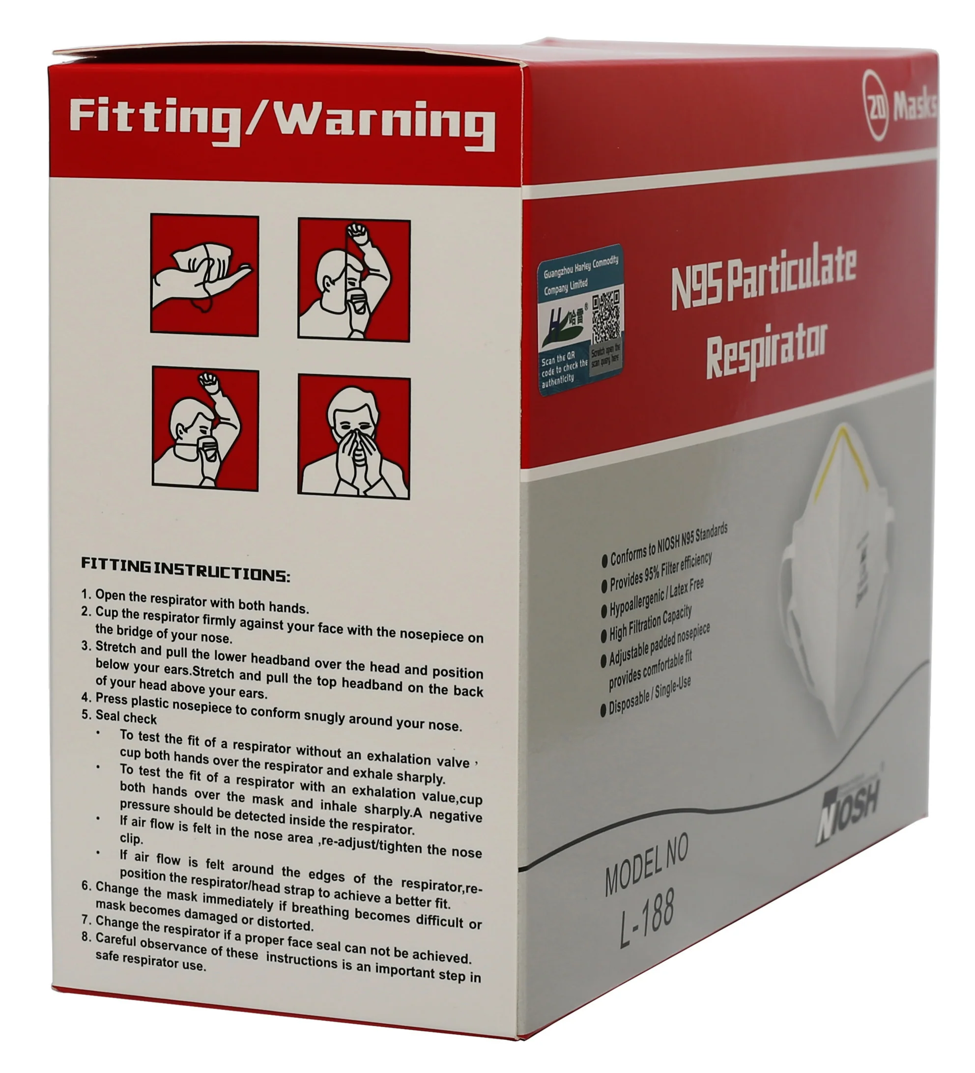 Harley N95 Respirator Mask Flat Fold 188 - Image 4