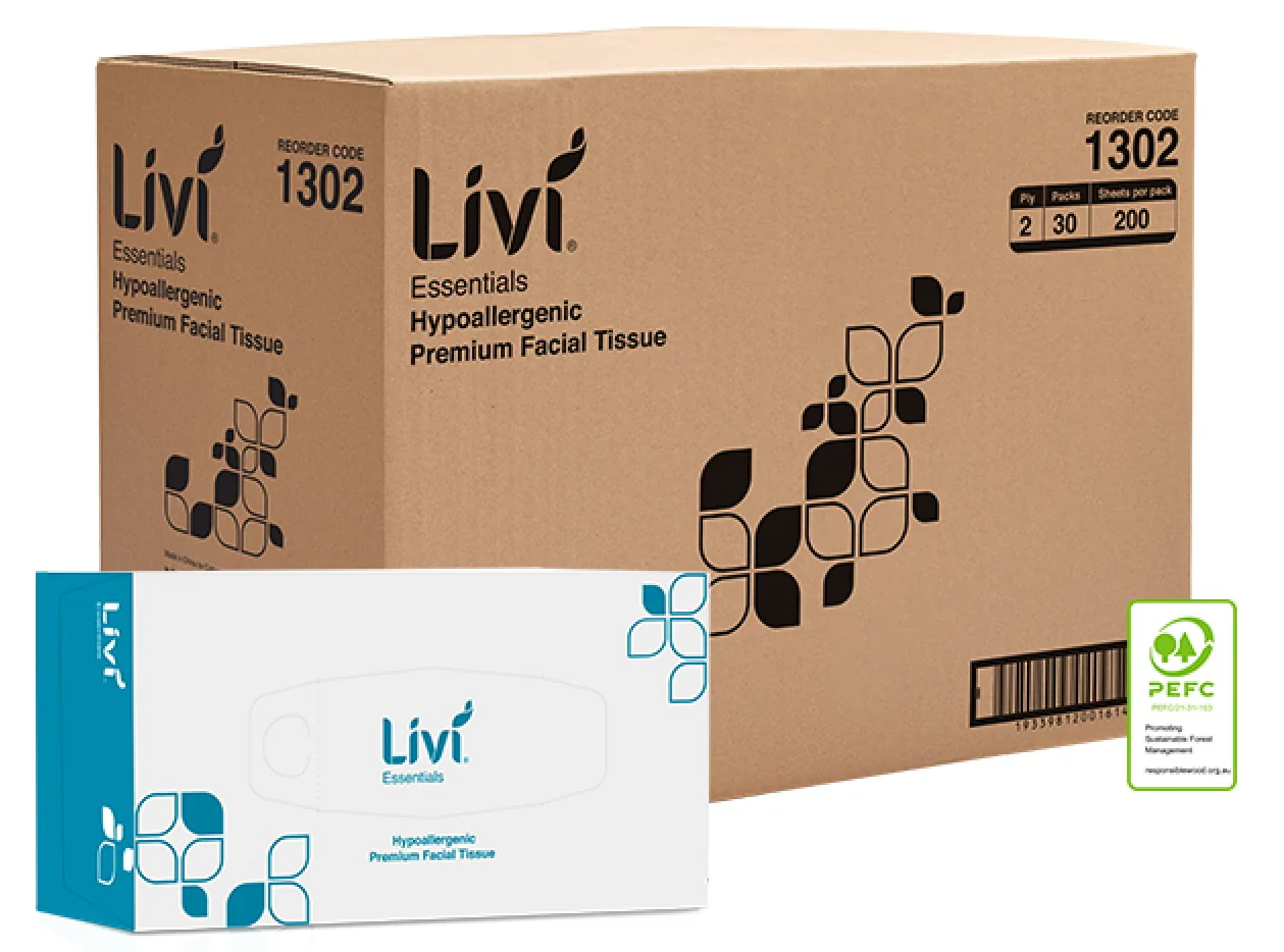 Livi Essential Hypoallergenic Facial Tissue 2ply - 200 sheet - Image 3