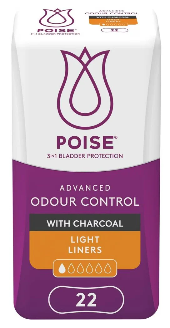 Poise Charcoal Light Liner - 22 Pack