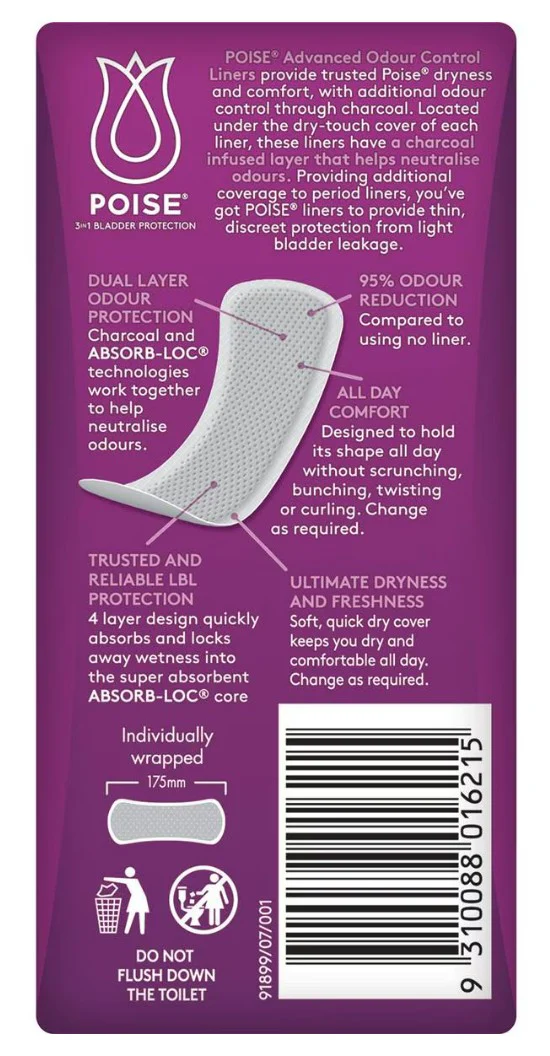 Poise Charcoal Light Liner - 22 Pack - Image 3