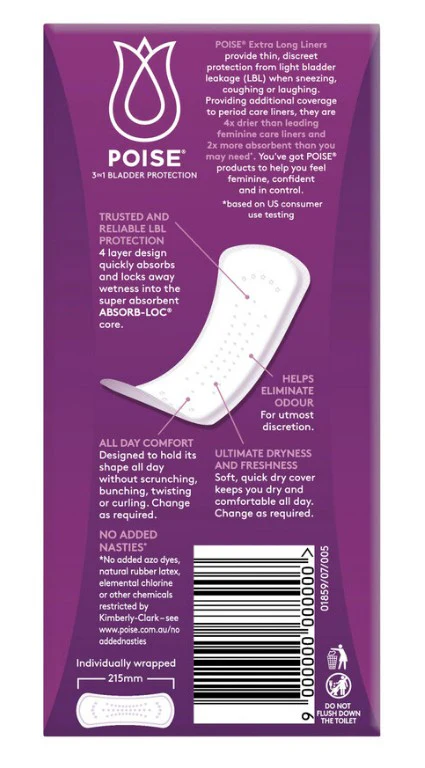Poise Extra Long Liners - 22 Pack - Image 2