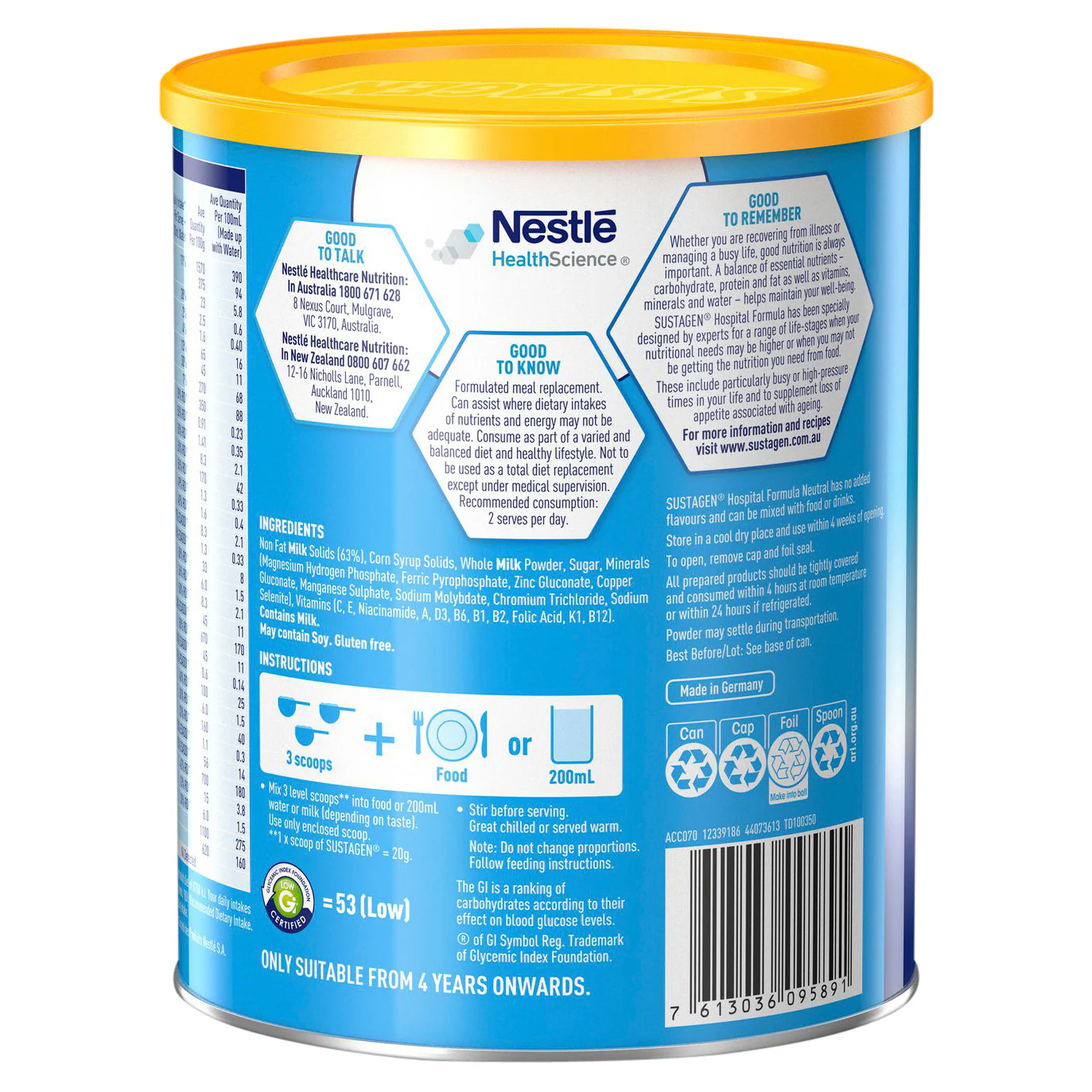 SUSTAGEN Hospital Formula (Neutral) 840g - Image 3