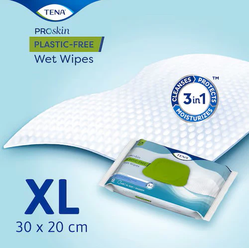 TENA PROskin Plastic-Free Wet Wipes 20 x 30cm - 48 Pack - Image 2